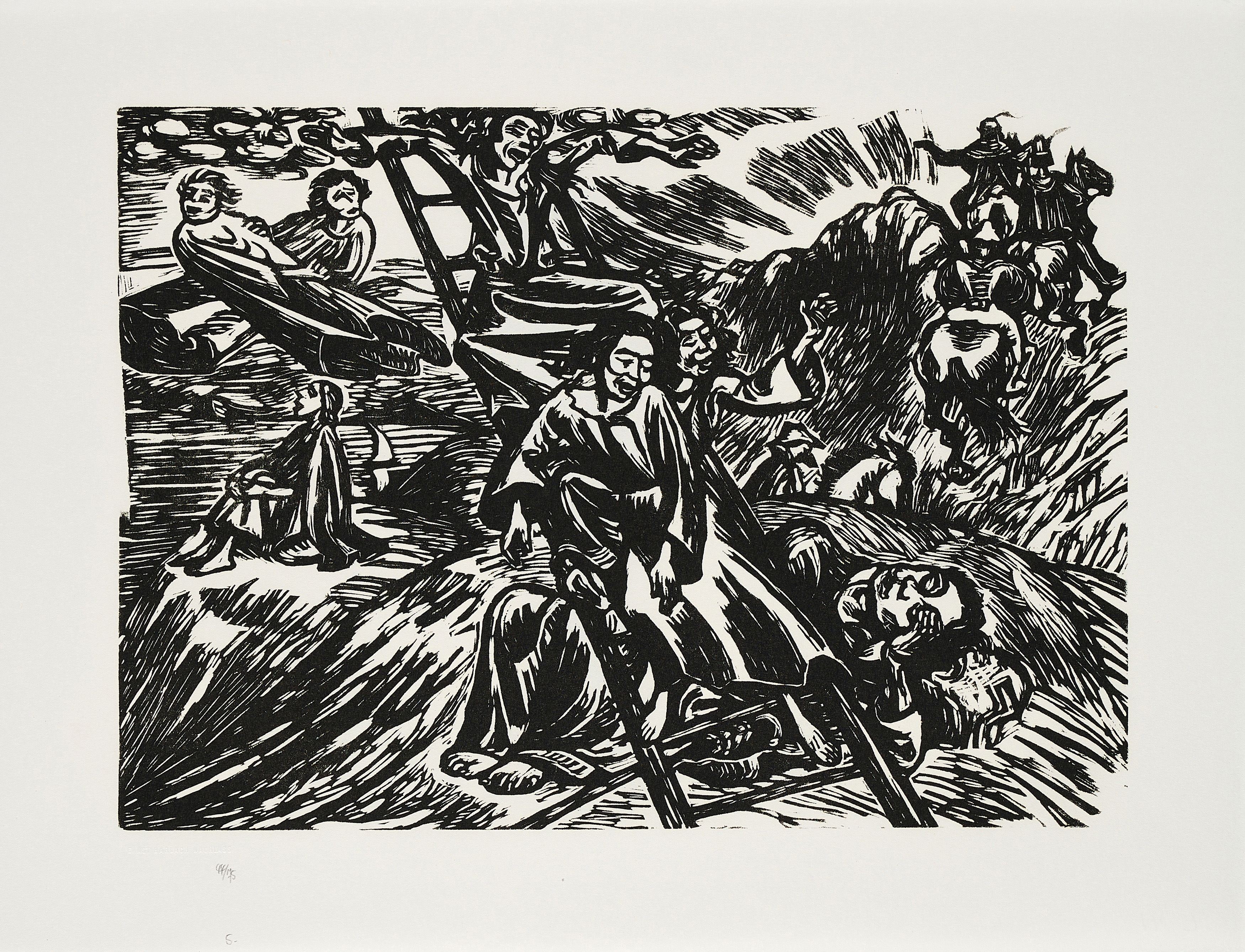 Artwork by Ernst Barlach, Mixed Lot of 5 Prints (From: An die Freude, Made of Woodcut On Japan