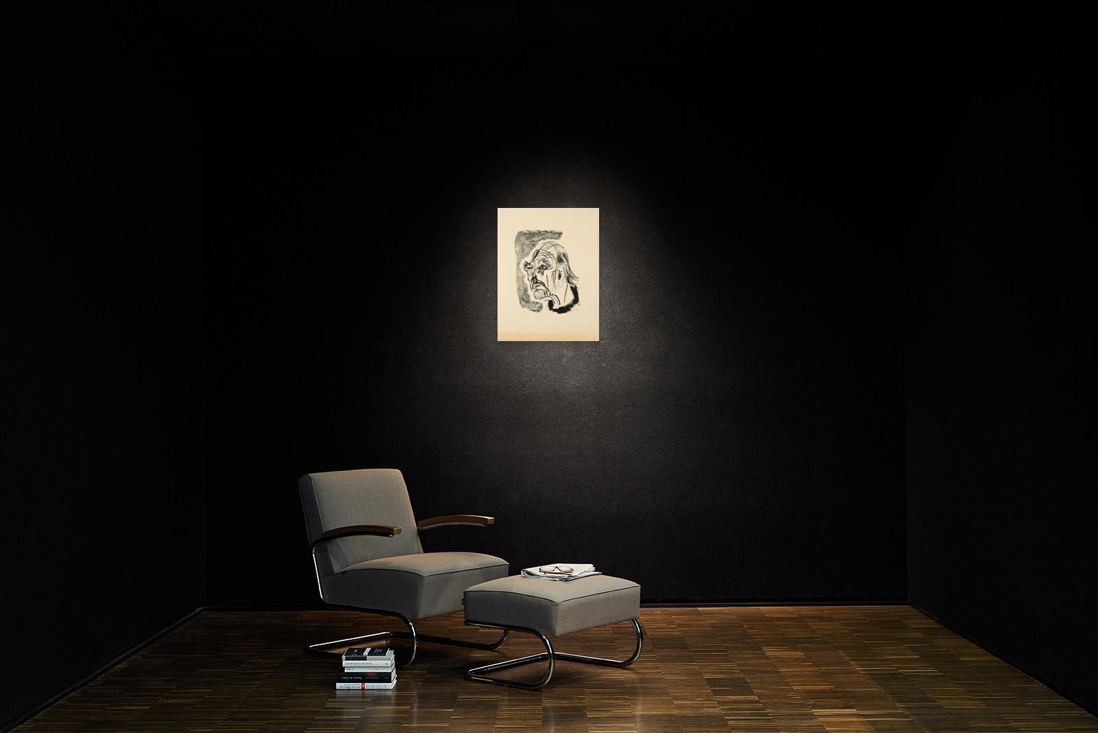 Artwork by Otto Dix, Selbstporträt (nach links, mit schwarzem Kragen, Made of Lithograph On Bfk Rives (Watermark)