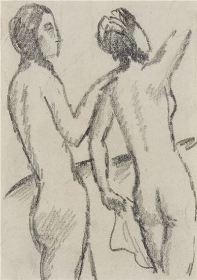 Figürliche Komposition 4 (two nudes standing - August Macke