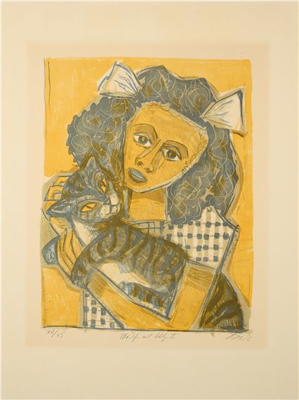 Mädchen mit Katze II (Kopf schräg - Otto Dix