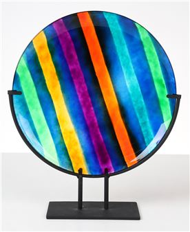 JAN WIBERG STYLE ART GLASS PLATE C. 1980S - Jan Wiberg