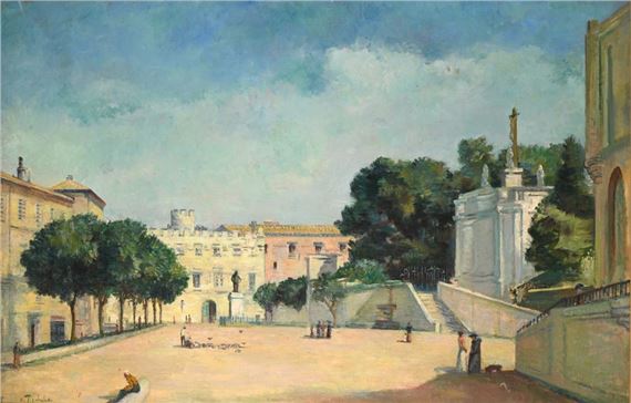 City square in Southern-Europe, probably Avignon - Victor Tischler