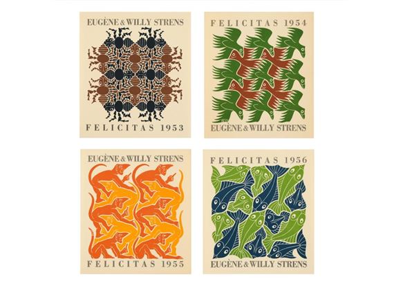 Earth, Water, Fire and Air - Maurits Cornelis Escher