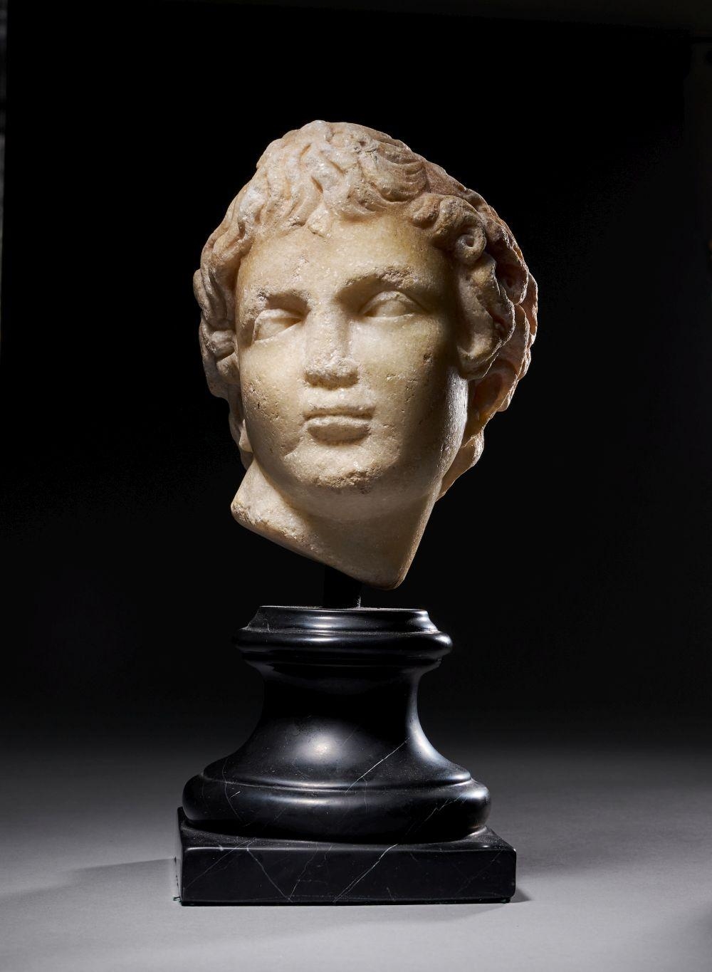 Artwork by Roman School, 20th Century, A ROMAN MARBLE HEAD OF A YOUTH, Made of Marble
