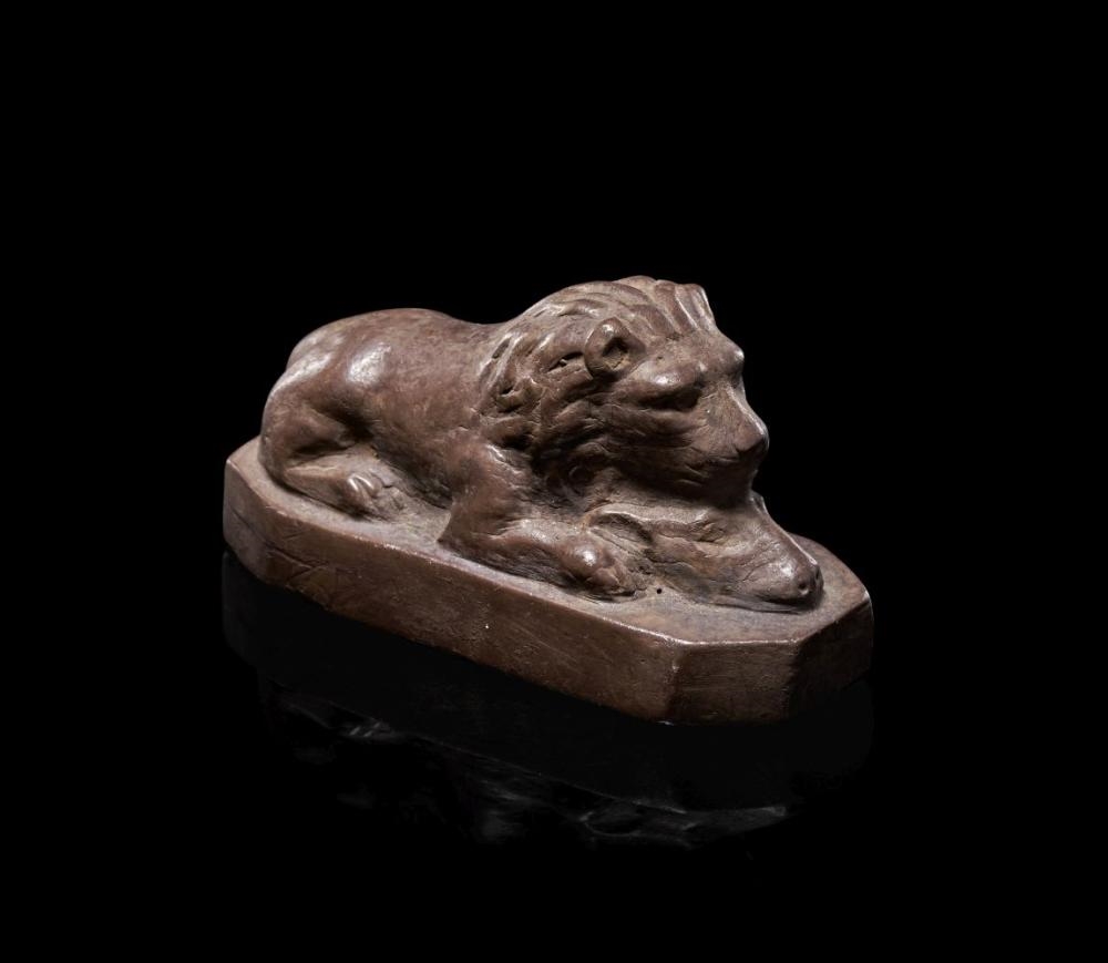 Artwork by Roman School, 20th Century, A ROMAN SILVER LION HUNTING A RAM, Made of Silver