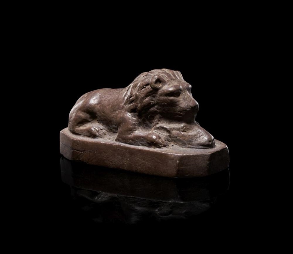 Artwork by Roman School, 20th Century, A ROMAN SILVER LION HUNTING A RAM, Made of Silver