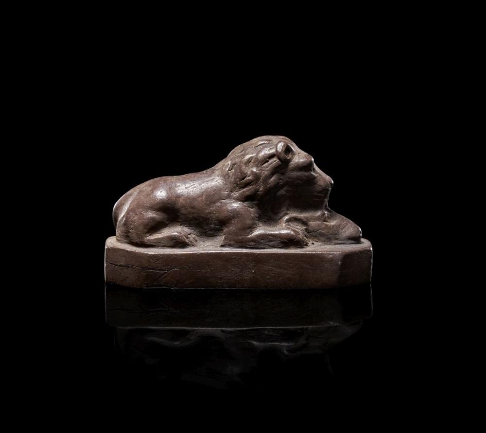 Artwork by Roman School, 20th Century, A ROMAN SILVER LION HUNTING A RAM, Made of Silver