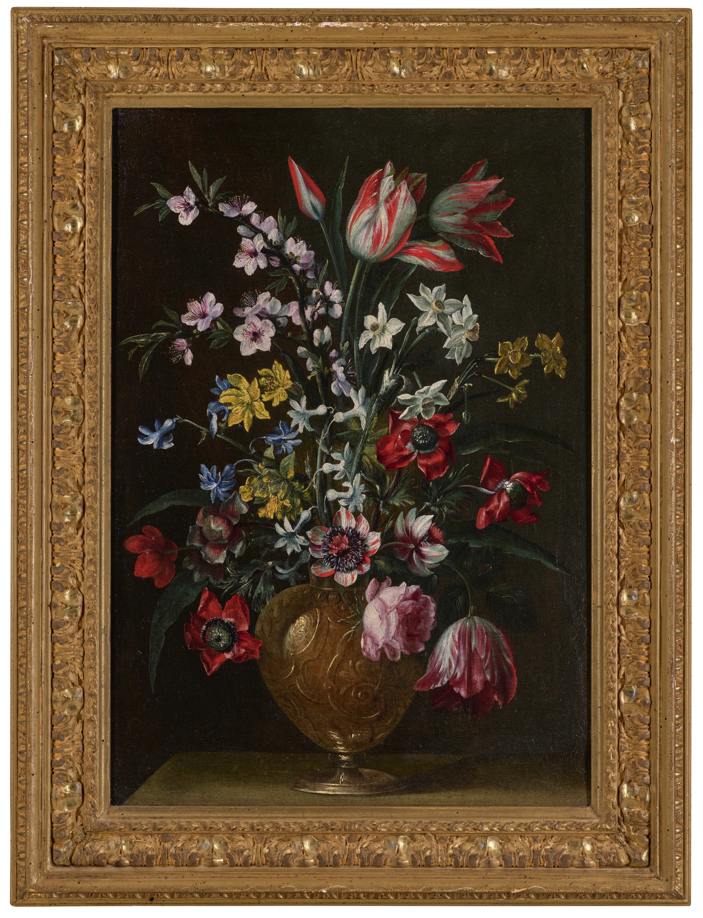 Artwork by Pier Francesco Cittadini, Deux vases de fleurs sur un entablement, Made of oil on canvas