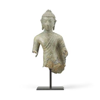 A COPPER ALLOY TORSO OF BUDDHA