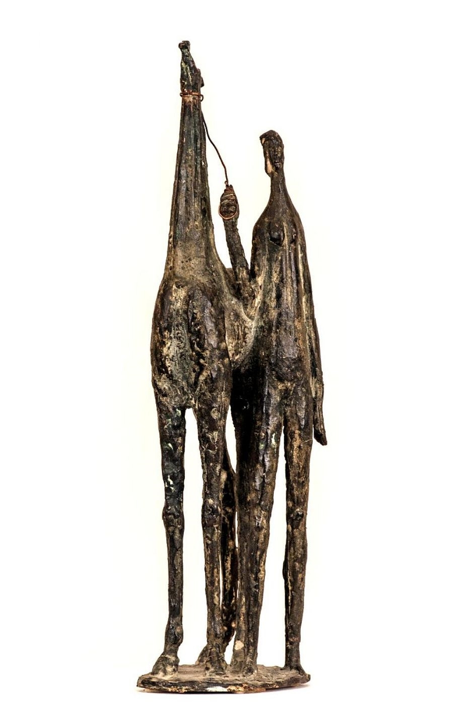 Artwork by Virgino Pessina, Woman with Horse, Made of Bronze