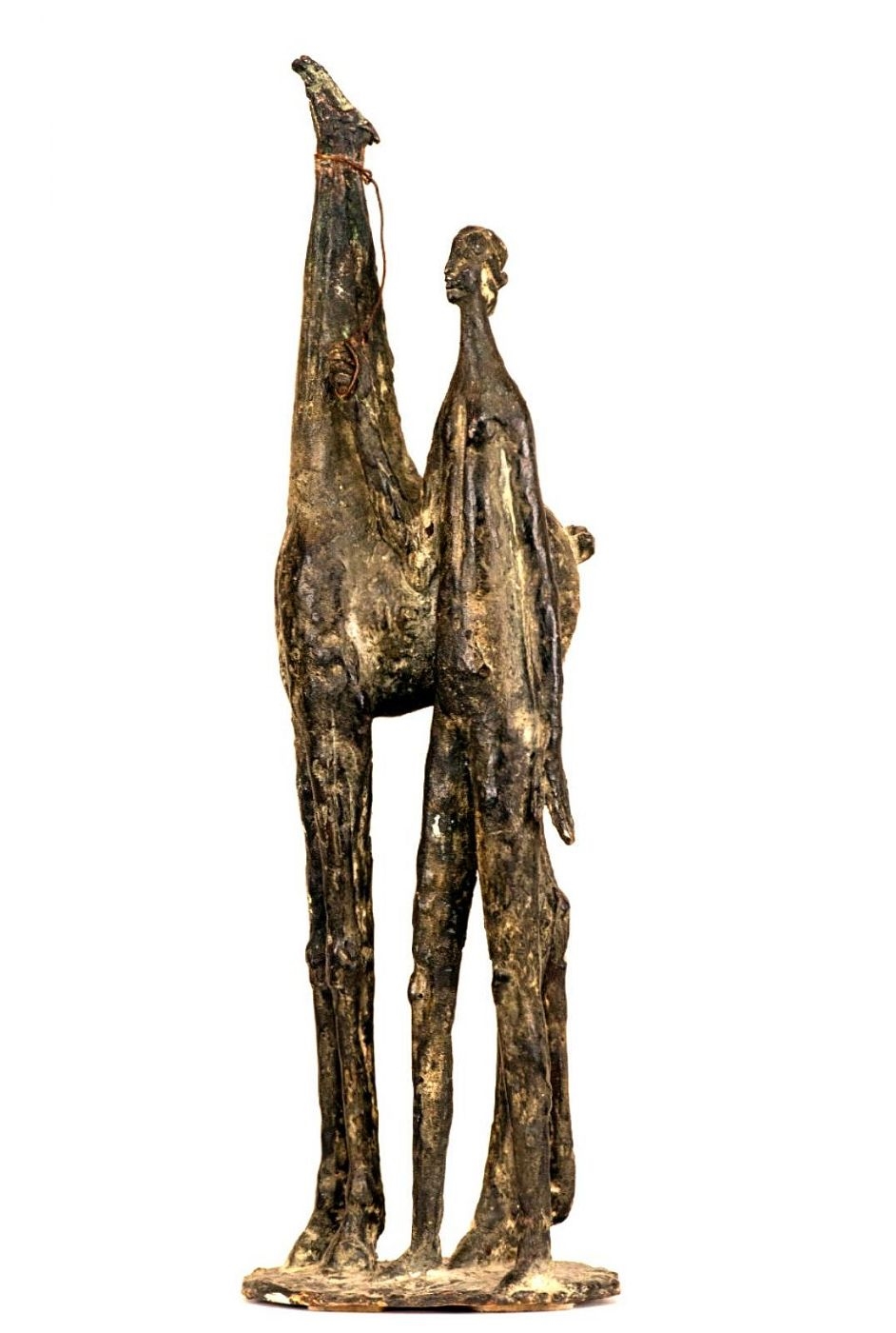 Artwork by Virgino Pessina, Woman with Horse, Made of Bronze