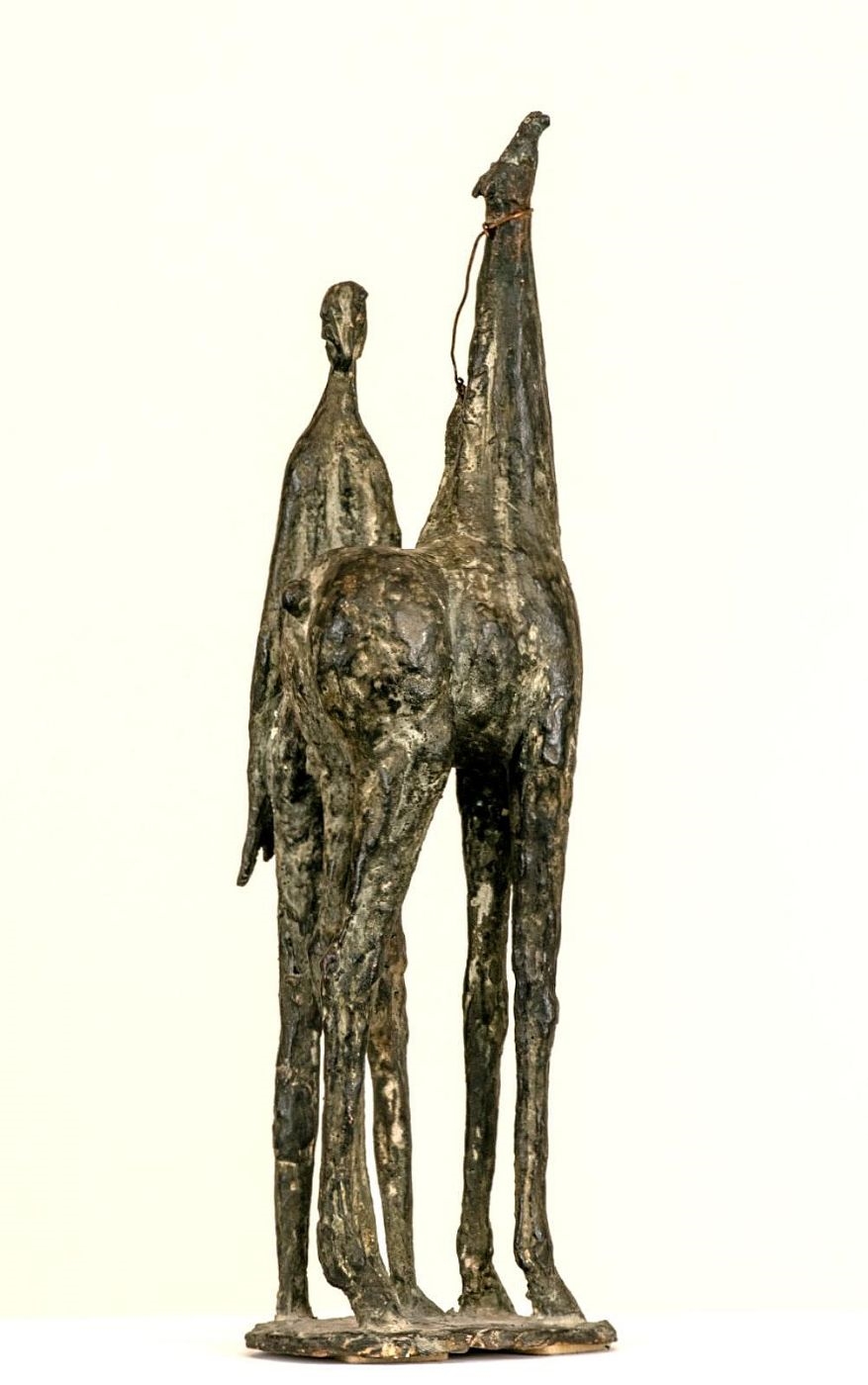 Artwork by Virgino Pessina, Woman with Horse, Made of Bronze