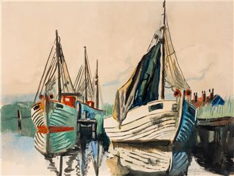 Fischkutter im Lebastrom II (Fishing Boats in the Lebastrom II - Max Pechstein