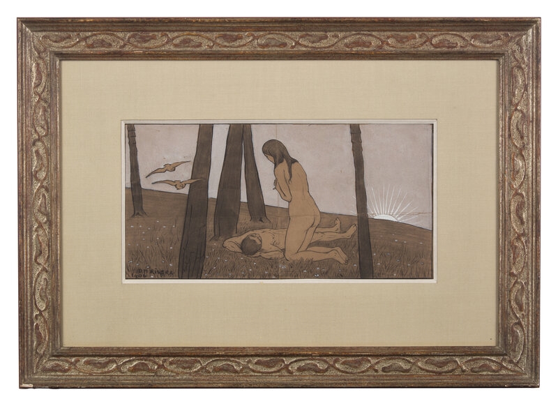 Artwork by Diego Rivera, Femme Devant Un Mort (Adam and Eve, Made of Charcoal And Graphite With Gouache On Paper