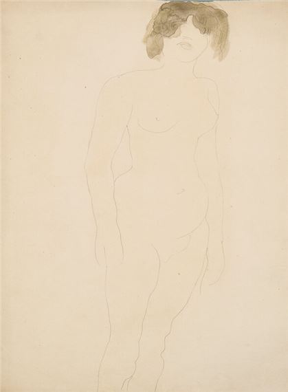 Femme Nue Debout, de Face, les Cheveux dans les Yeux by Auguste Rodin, circa 1896