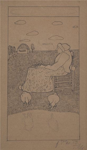 Sitzende Alte mit zwei Gänsen (Seated Old Woman with Two Geese
