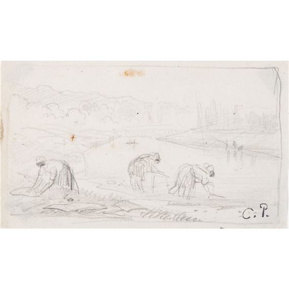 Drei Wäscherinnen am Fluss by Camille Pissarro, 1649