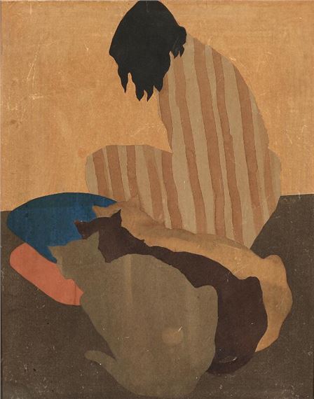 A woman seated with three cats - Carl Fischer