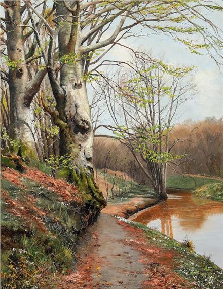 A early spring day at a stream in the woods - Peder Mork Monsted