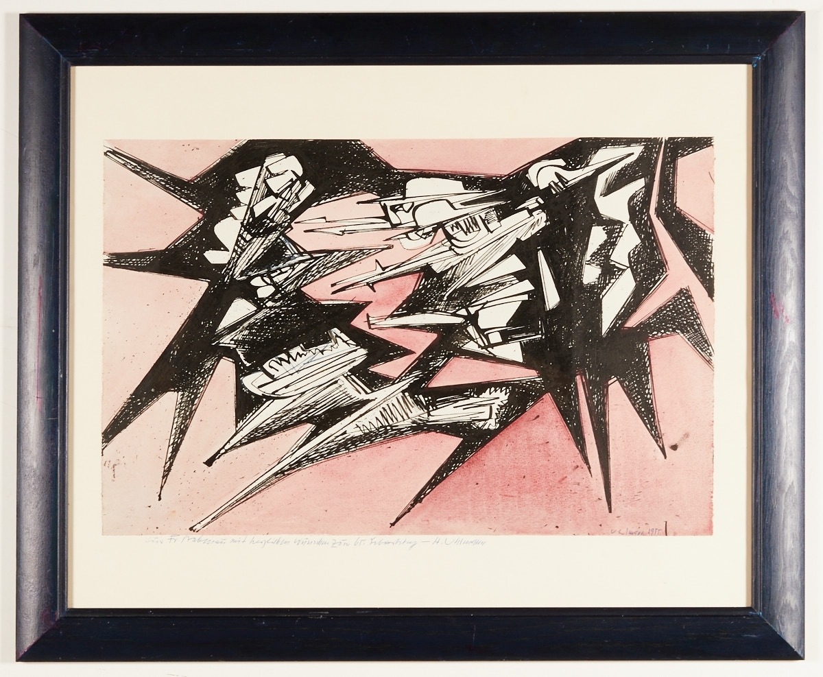 Artwork by Hans Uhlmann, Ohne Titel (Dynamik, Made of ink and watercolor/paper