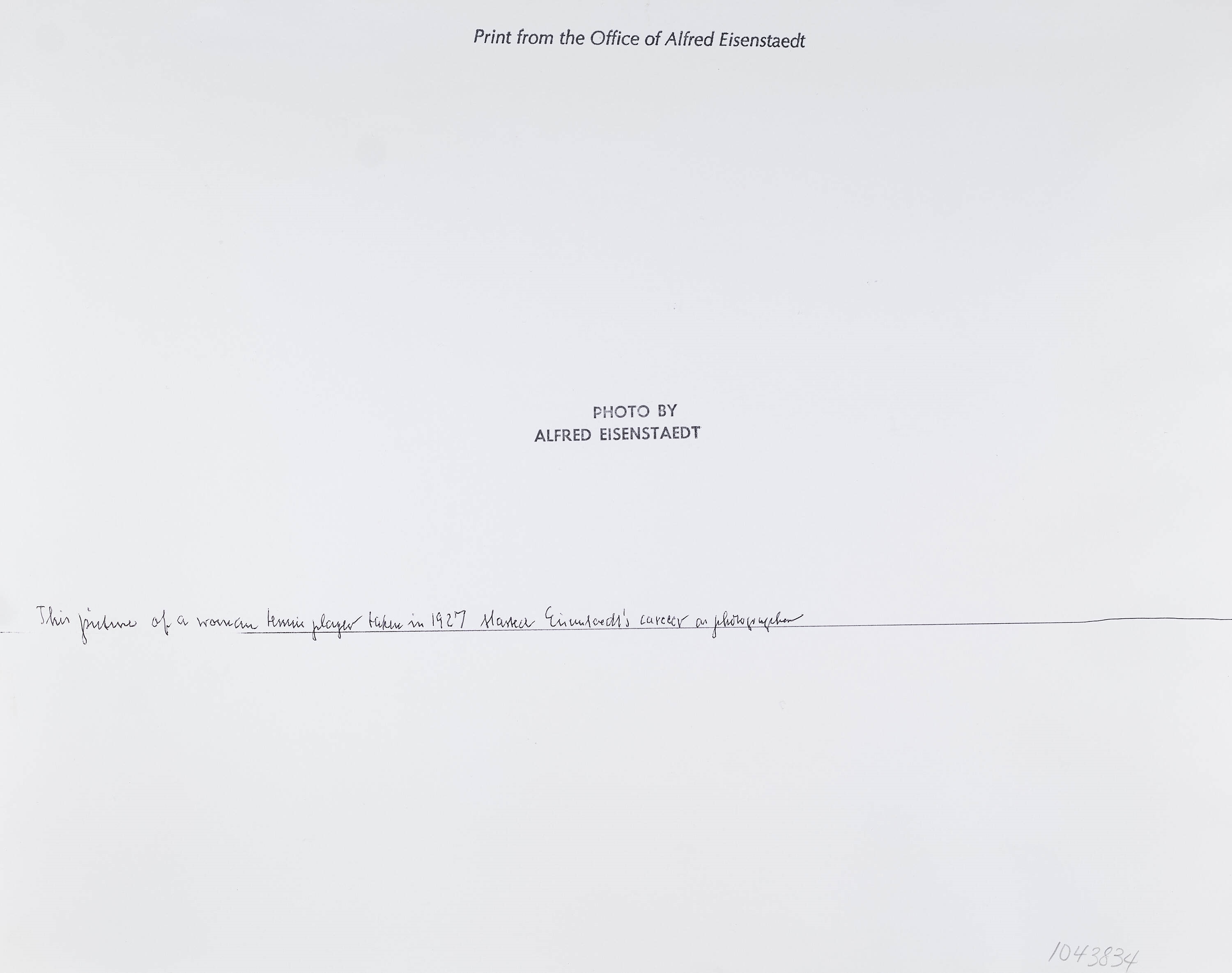 Artwork by Alfred Eisenstaedt, Woman Tennis Player, Berlin 1927, Made of Gelatin Silver Print