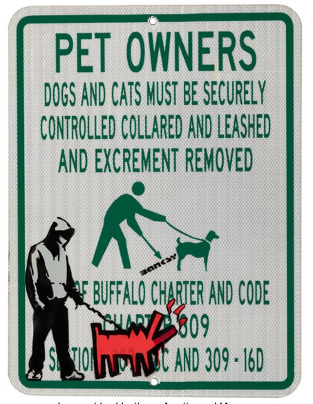 Artwork by Banksy Hates Me, Untitled, Made of Spray paint and stencil on recycled metal sign