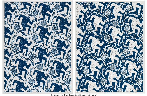 Pattern of Corruption (Blue/White) (two works), - Shepard Fairey