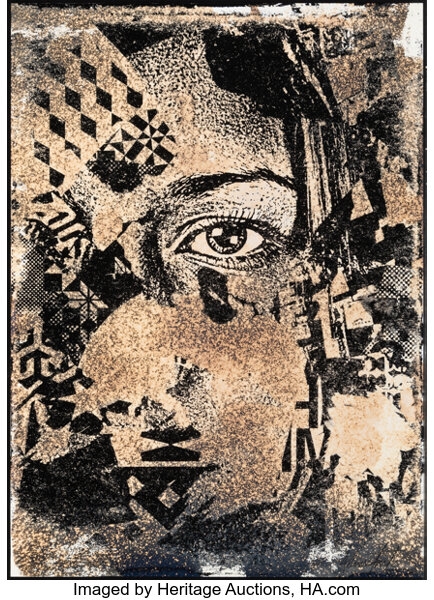 Artwork by Alexandre Farto, Caustic, Made of Screenprint in colors, ink, and bleach on wove paper