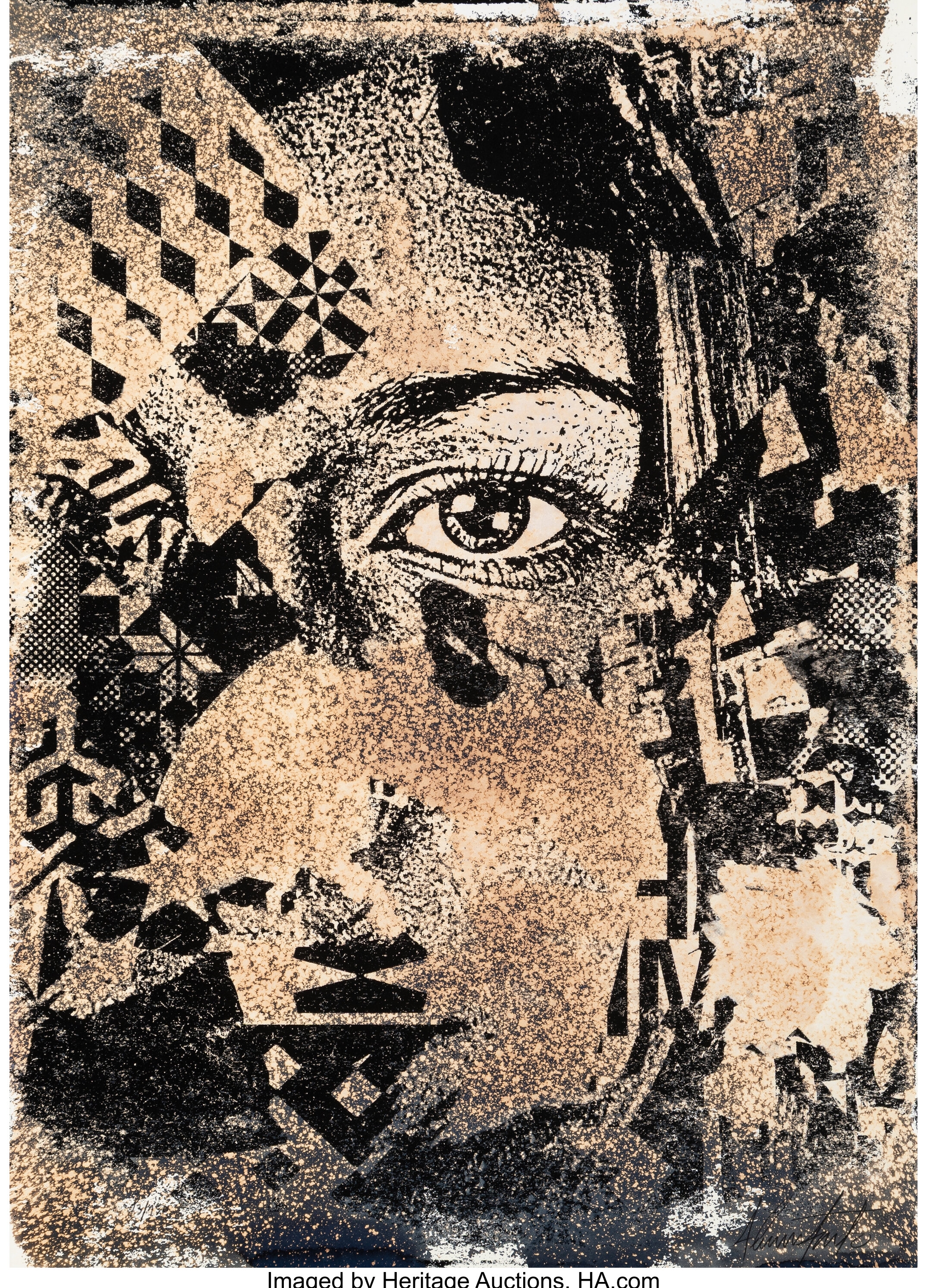 Artwork by Alexandre Farto, Caustic, Made of Screenprint in colors, ink, and bleach on wove paper