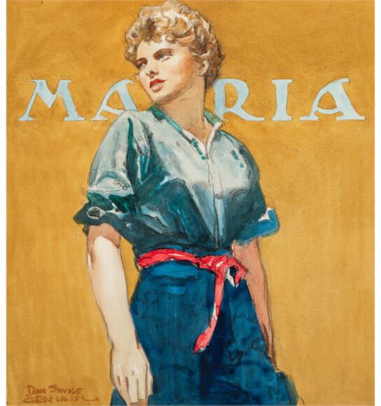 Maria, Ingrid Bergman, For Whom The Bell Tolls program interior - Daniel Sayre Groesbeck