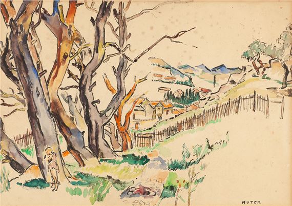 Krajobraz z południa Francji z drzewami