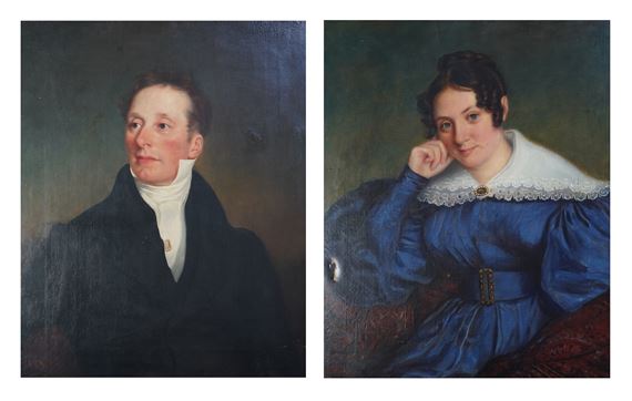 A pair of Bickersteth family portraits, probably a husband and wife - William Scott