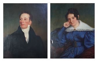 A pair of Bickersteth family portraits, probably a husband and wife - William Scott