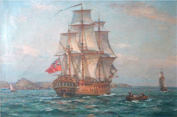 Resolution Leaving Plymouth by Bernard Finegan Gribble