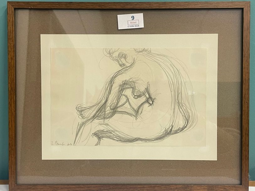 Artwork by Jacques Poncet, Nu feminin, Made of Dessin Au Crayon