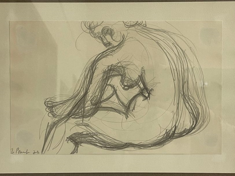 Artwork by Jacques Poncet, Nu feminin, Made of Dessin Au Crayon
