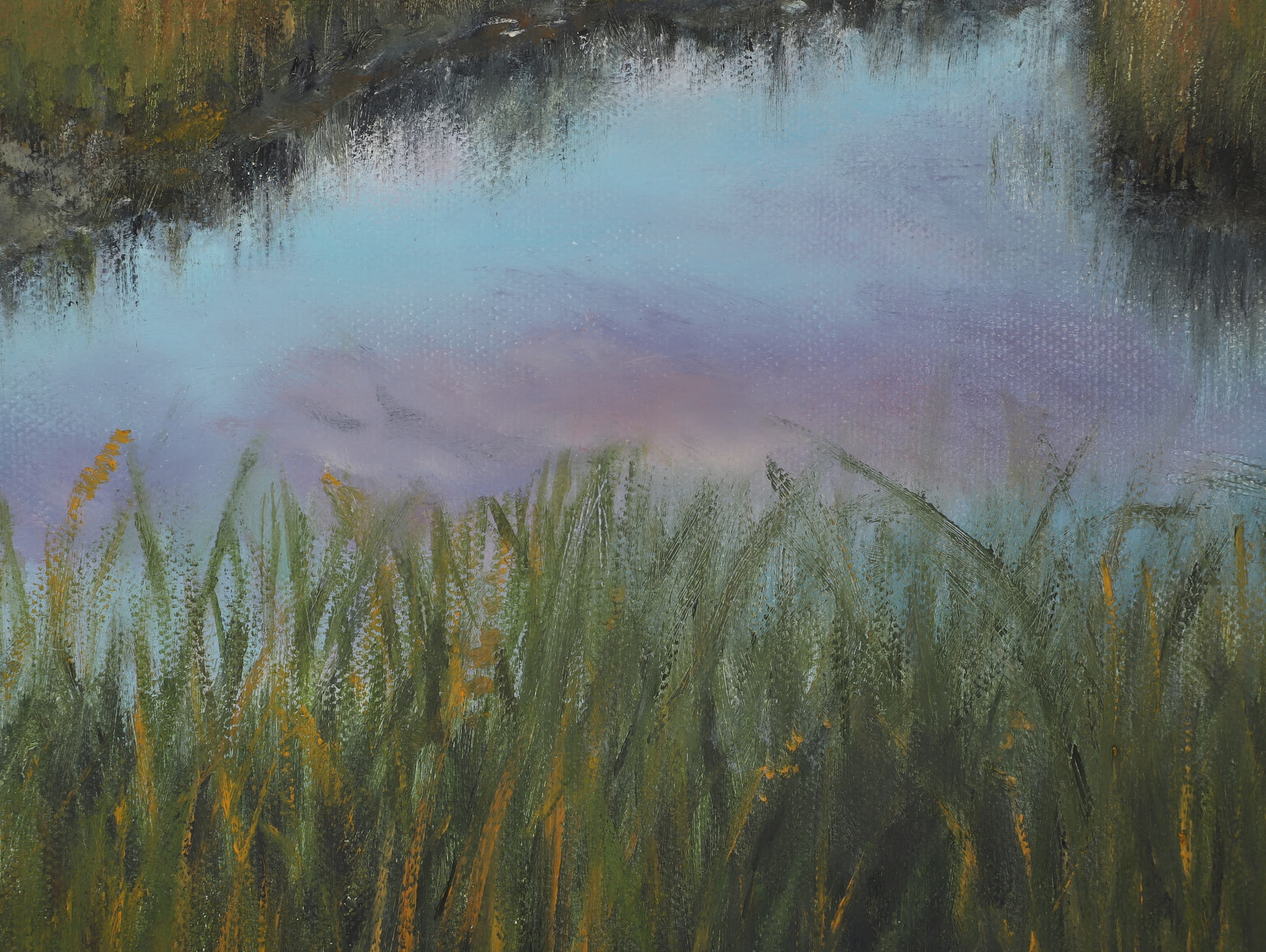 Artwork by Stan Moeller, Spring Salt Marsh, Maine, Made of Oil On Canvas