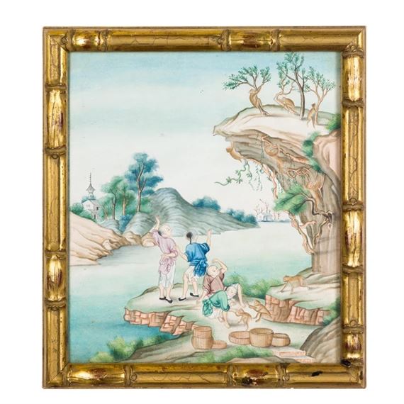 Boys and monkeys by Chinese School, 18th century