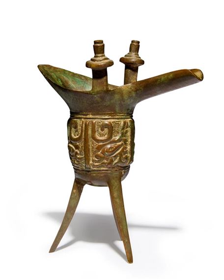 A small Chinese archaistic ritual pouring vessel, jue by Chinese School, Ming dynasty