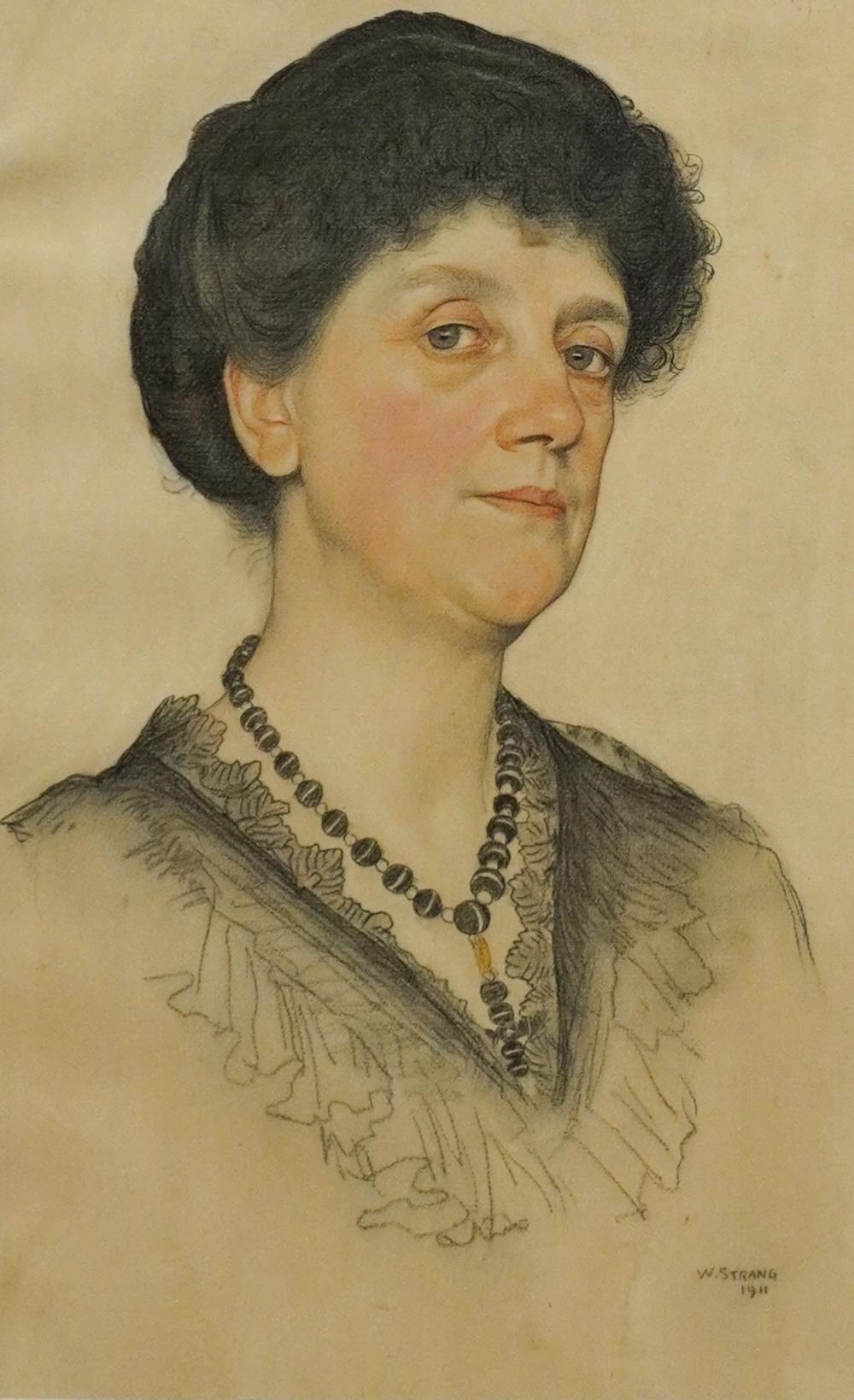 Artwork by William Strang, Portrait of a Woman, Made of Pastel On Paper