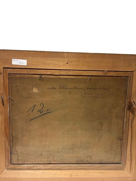 Artwork by Kurt Hinrichsen, Villa Celimontana, water basin in Rome, Made of Oil on linen paper, mounted on wood panel