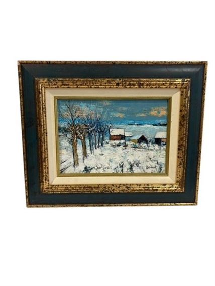 Little snow on the barns - Lucien Gondret