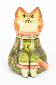a painted papier-mâché model of a seated cat - David de Bethel