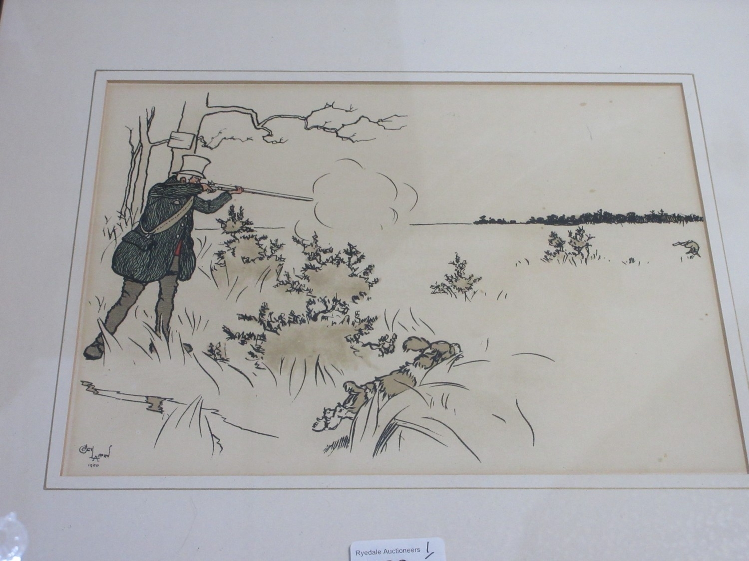 Artwork by Cecil Aldin, Pair of Shooting prints and a pair of Fishing prints