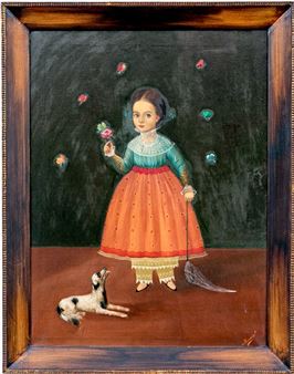 Girl With Butterflies And Dog - Horacio Rentería Rocha