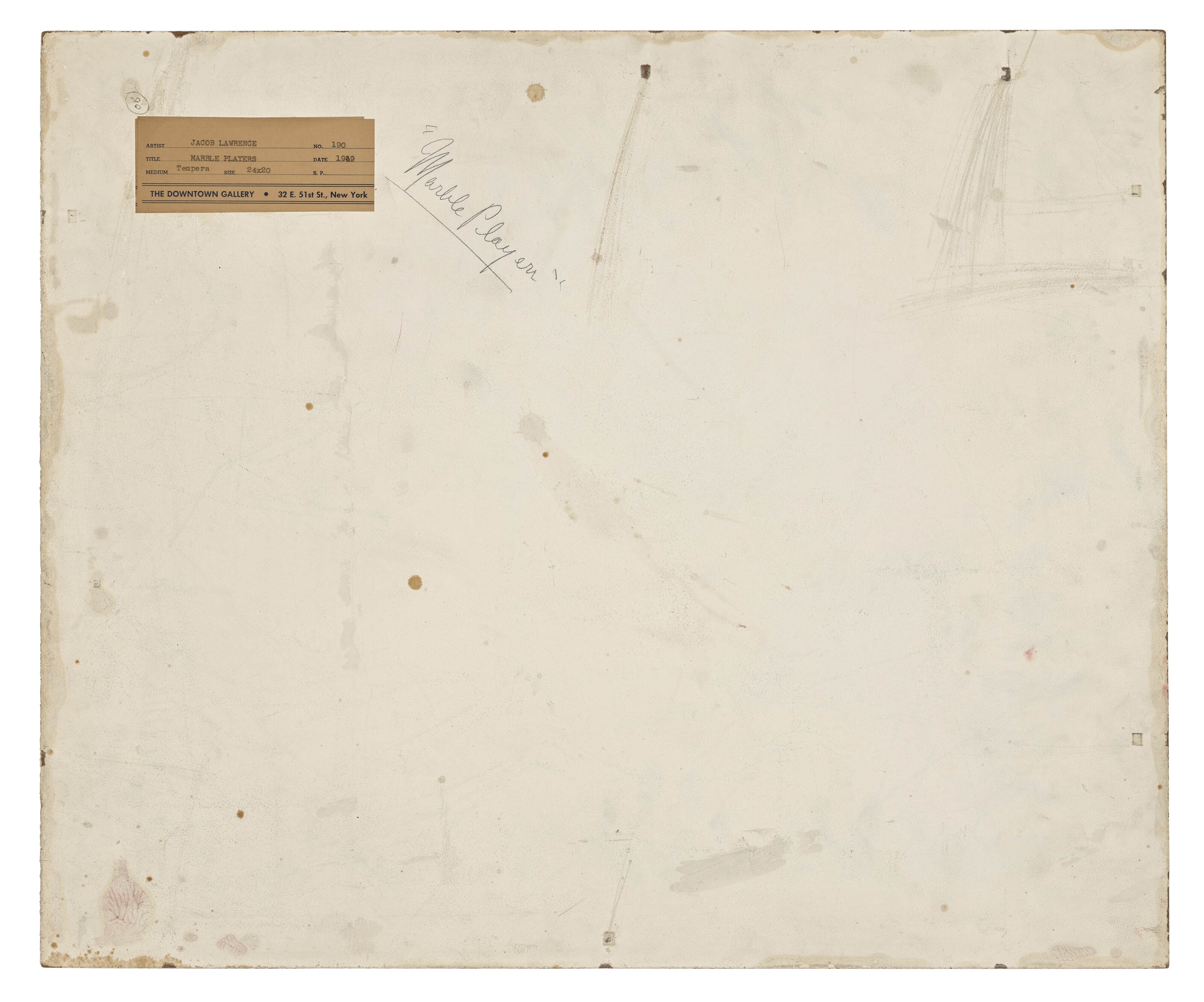 Artwork by Jacob Lawrence, The Marble Players, Made of tempera on gessoed board