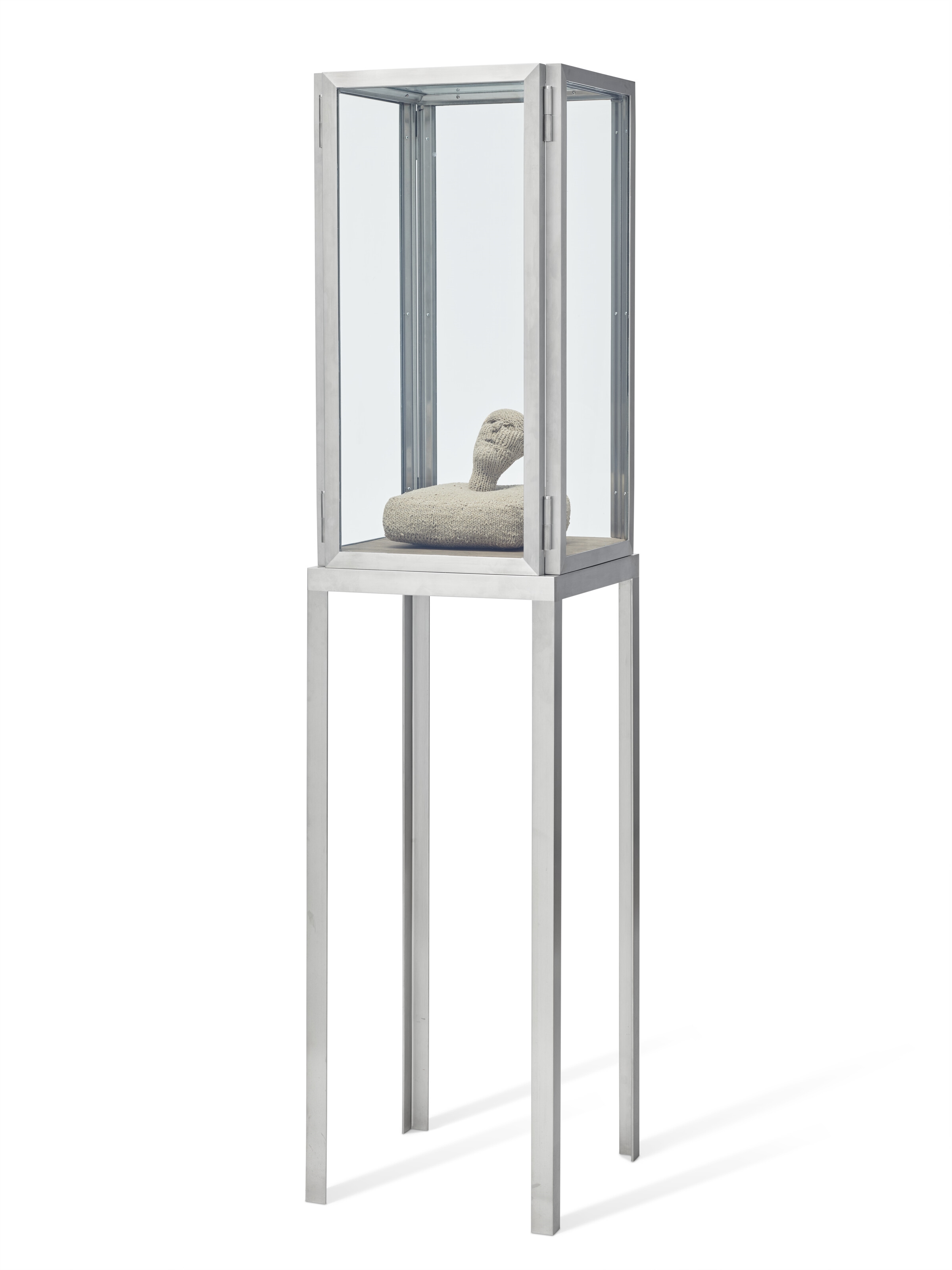 Artwork by Louise Bourgeois, Untitled, Made of stainless steel, glass, fabric and wood
sculpture