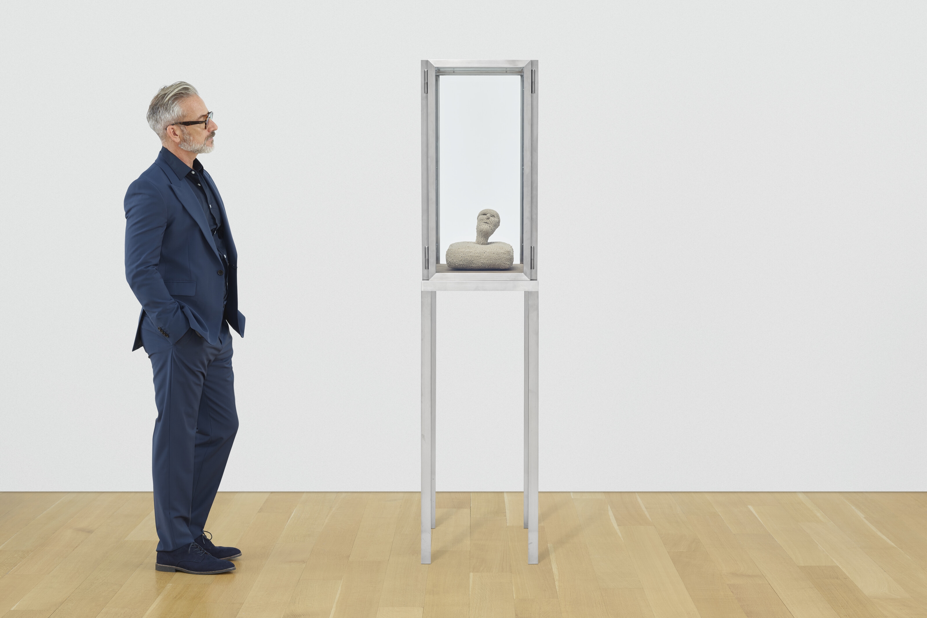 Artwork by Louise Bourgeois, Untitled, Made of stainless steel, glass, fabric and wood
sculpture