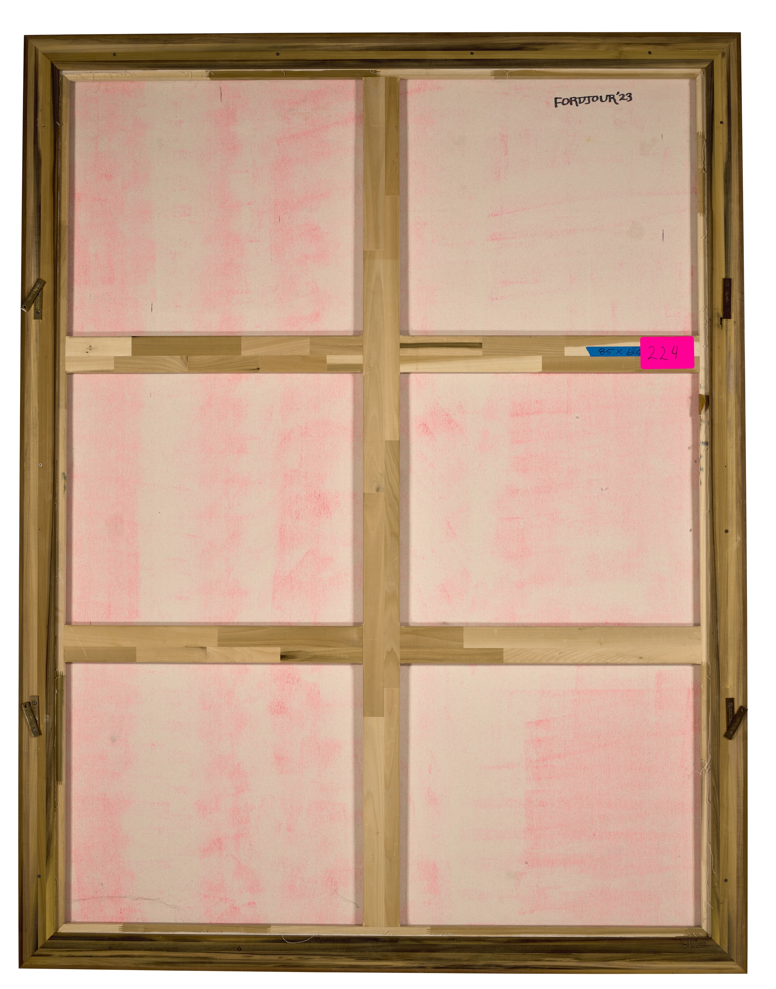 Artwork by Derek Fordjour, Major Double Cross, Made of acrylic, oil pastel, charcoal, cardboard