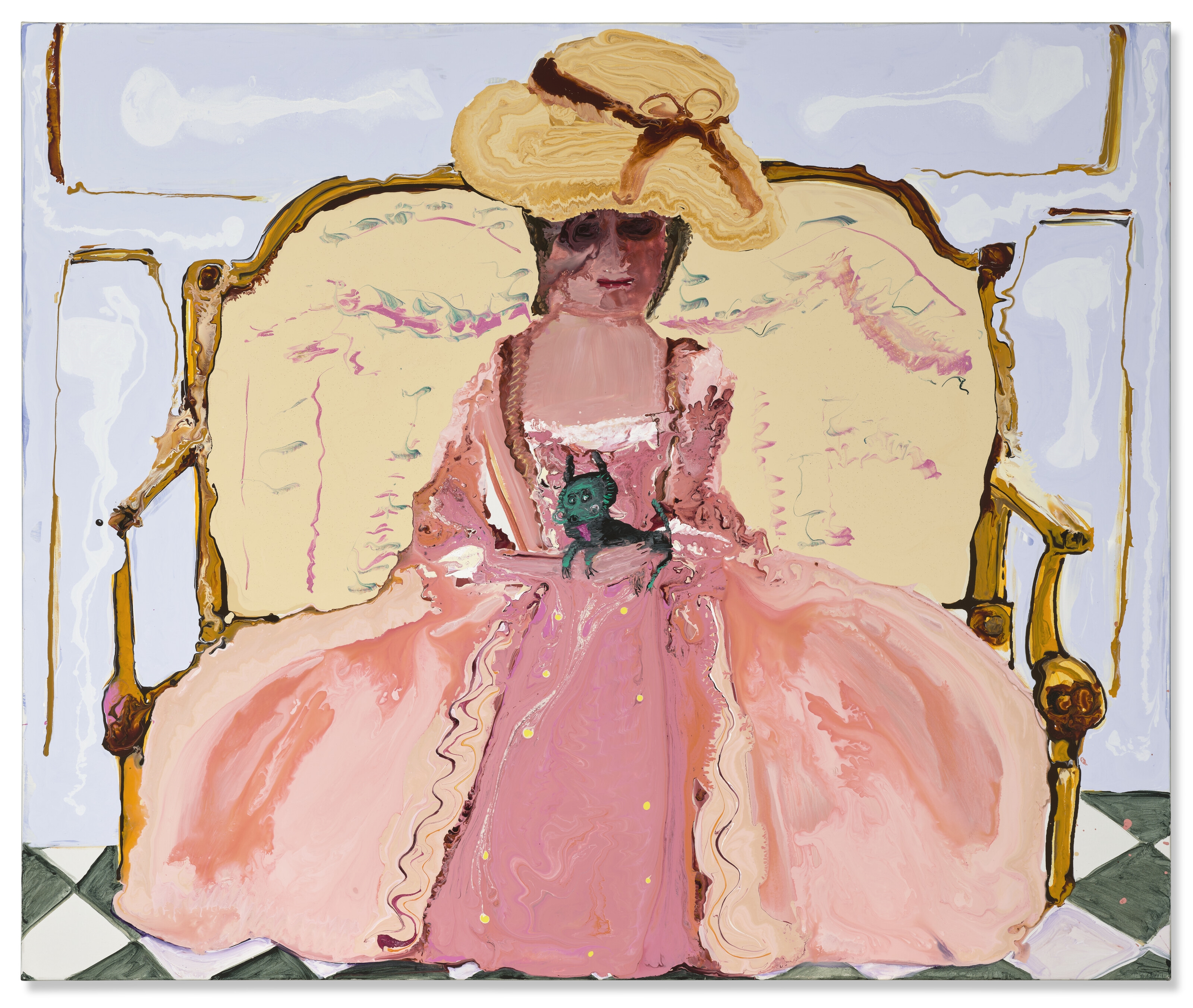 Artwork by Genieve Figgis, Lady With A Dog, Made of acrylic on canvas